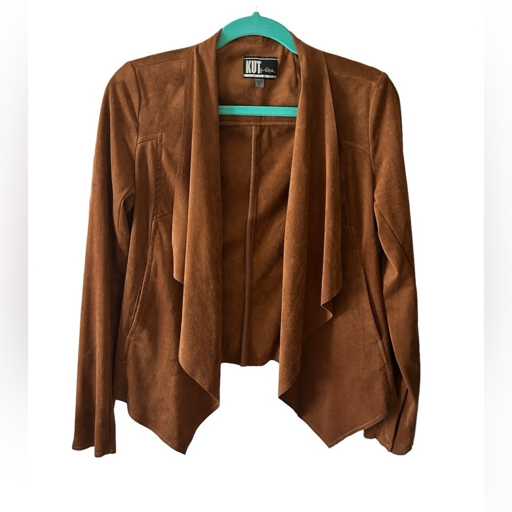 Kut from the Kloth Faux Suede Drape Front Jacket Small